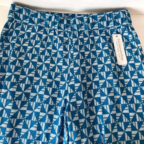 SOFT SURROUNDINGS NWT Narah Palazzo Knit Wide Leg Pants in Blue White Size L - Picture 6 of 12